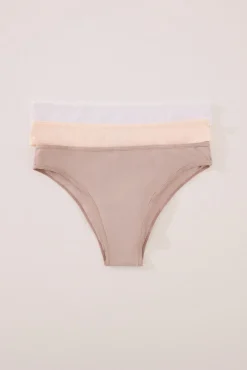 Women'secret Roupa Interior-Pacote de 3 cuecas brasileiras de microfibra branco