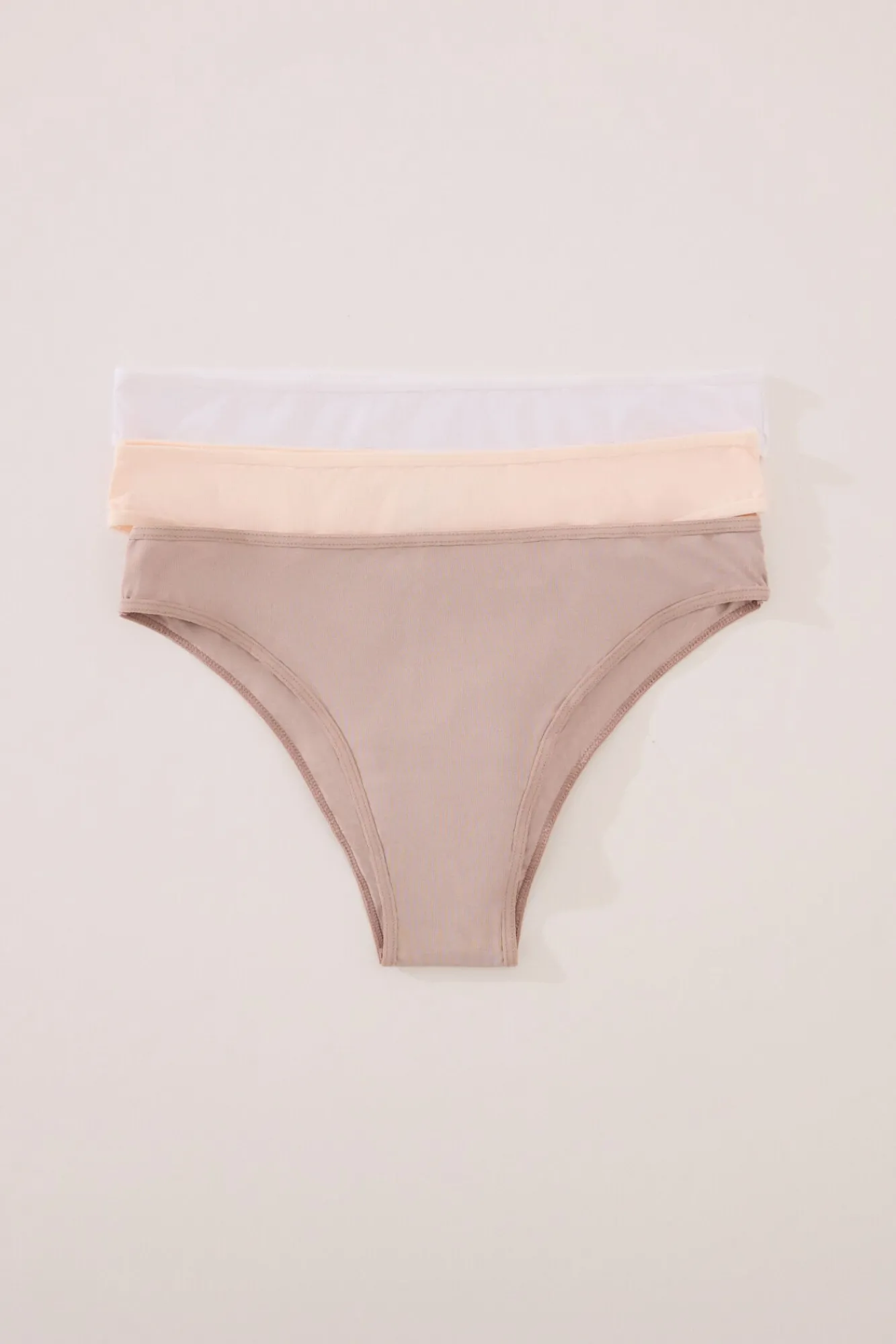 Women'secret Roupa Interior-Pacote de 3 cuecas brasileiras de microfibra branco