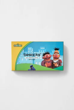Besocks Meias|Meias-Pacote de 3 pares de meias de algodão orgânico SESAME STREET estampado