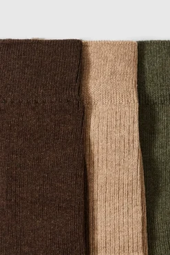 Selected Meias-Pacote de meias de algodão orgânico. Multicolorido