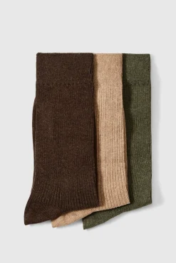 Selected Meias-Pacote de meias de algodão orgânico. Multicolorido