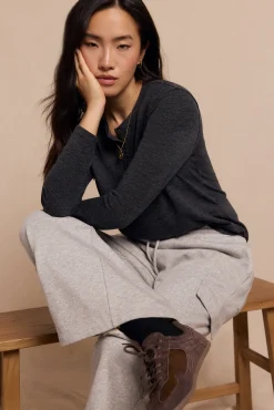 Slowlove T-Shirts-Padeiro de topo Cinzento