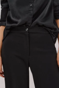 Cortefiel Calças-Pantalón punto roma espiga Preto