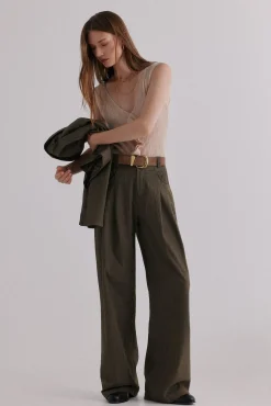 Hoss Intropia Calças-Paola. Calças plissadas Verde