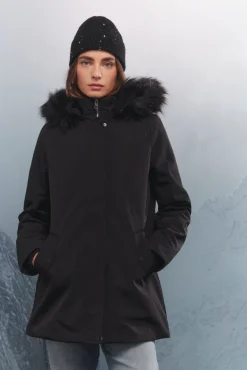 Springfield Casacos-Parka com capuz de pele Sorona Aura preto