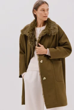 Cortefiel Casacos-Parka com gola de pele Castanho