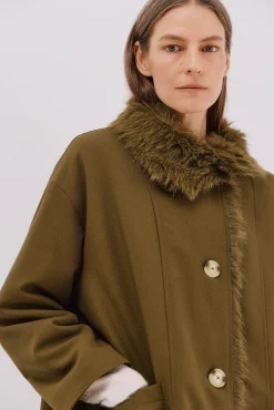 Cortefiel Casacos-Parka com gola de pele Castanho