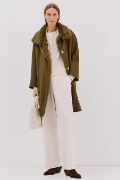 Cortefiel Casacos-Parka com gola de pele Castanho