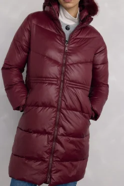 Pedro del Hierro Casacos|Acolchoados E Agasalhos-Parka comprida capuz Bordeaux
