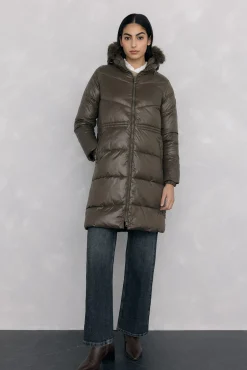 Pedro del Hierro Casacos|Acolchoados E Agasalhos-Parka comprida capuz Verde