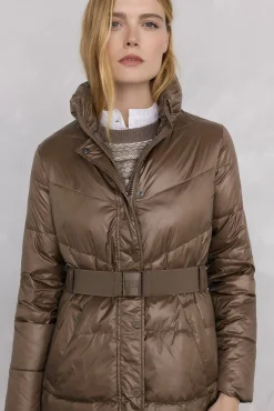 Pedro del Hierro Casacos|Acolchoados E Agasalhos-Parka comprida cinto Verde