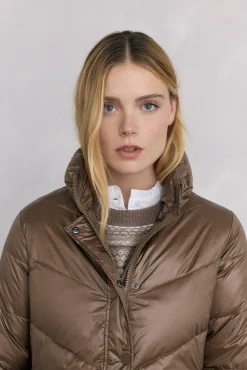 Pedro del Hierro Casacos|Acolchoados E Agasalhos-Parka comprida cinto Verde