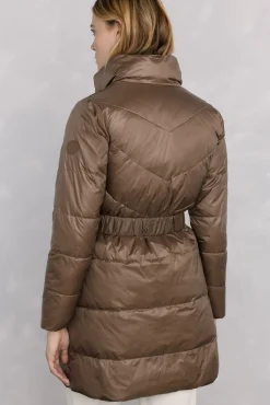 Pedro del Hierro Casacos|Acolchoados E Agasalhos-Parka comprida cinto Verde