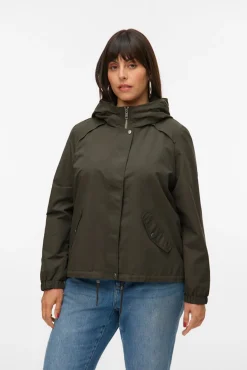 Vero Moda Curve Sobretudos|Casacos-Parka curta com capuz plus size Verde