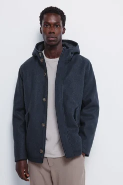 Springfield Sobretudos-Parka curta com efeito de lã azul