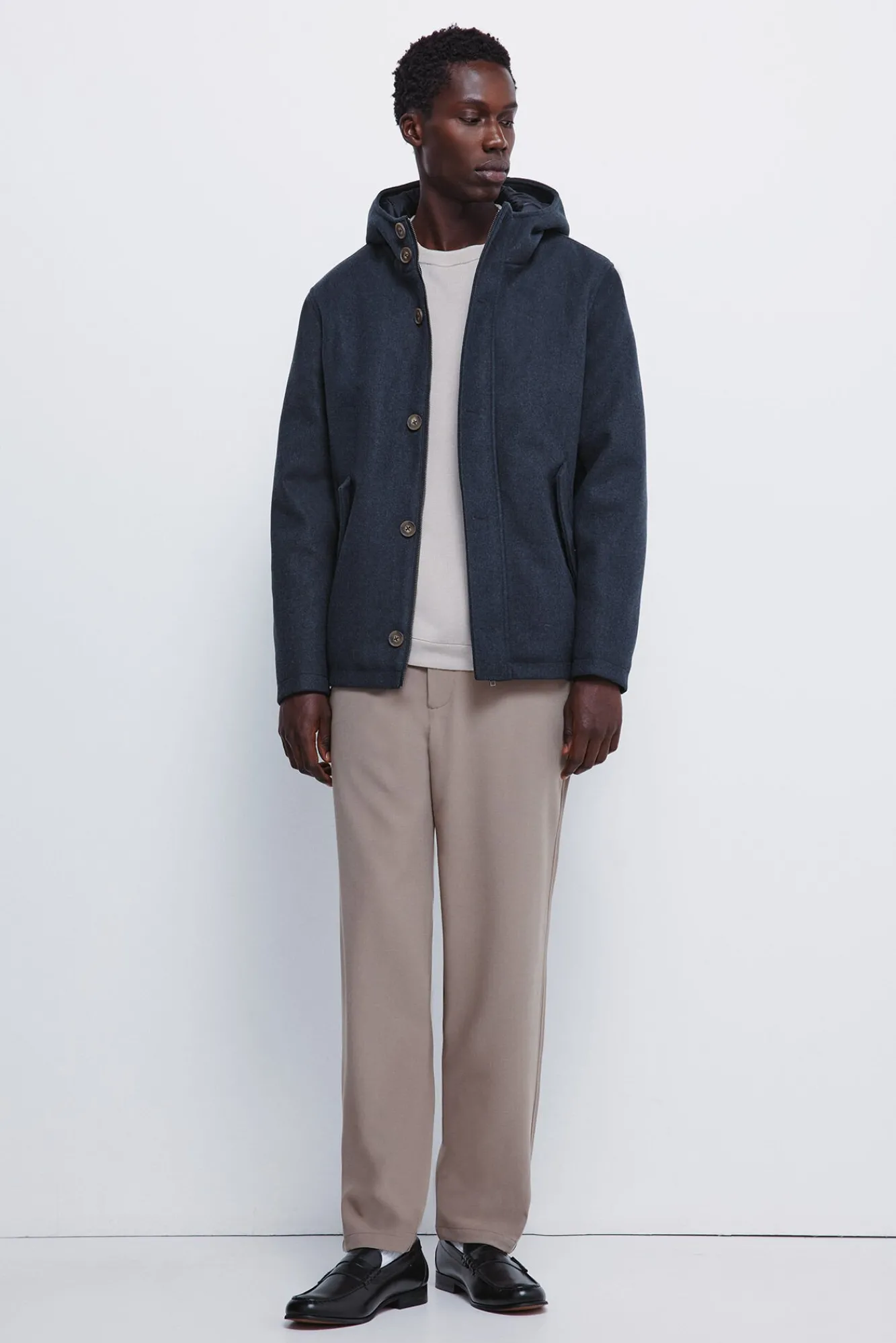 Springfield Sobretudos-Parka curta com efeito de lã azul