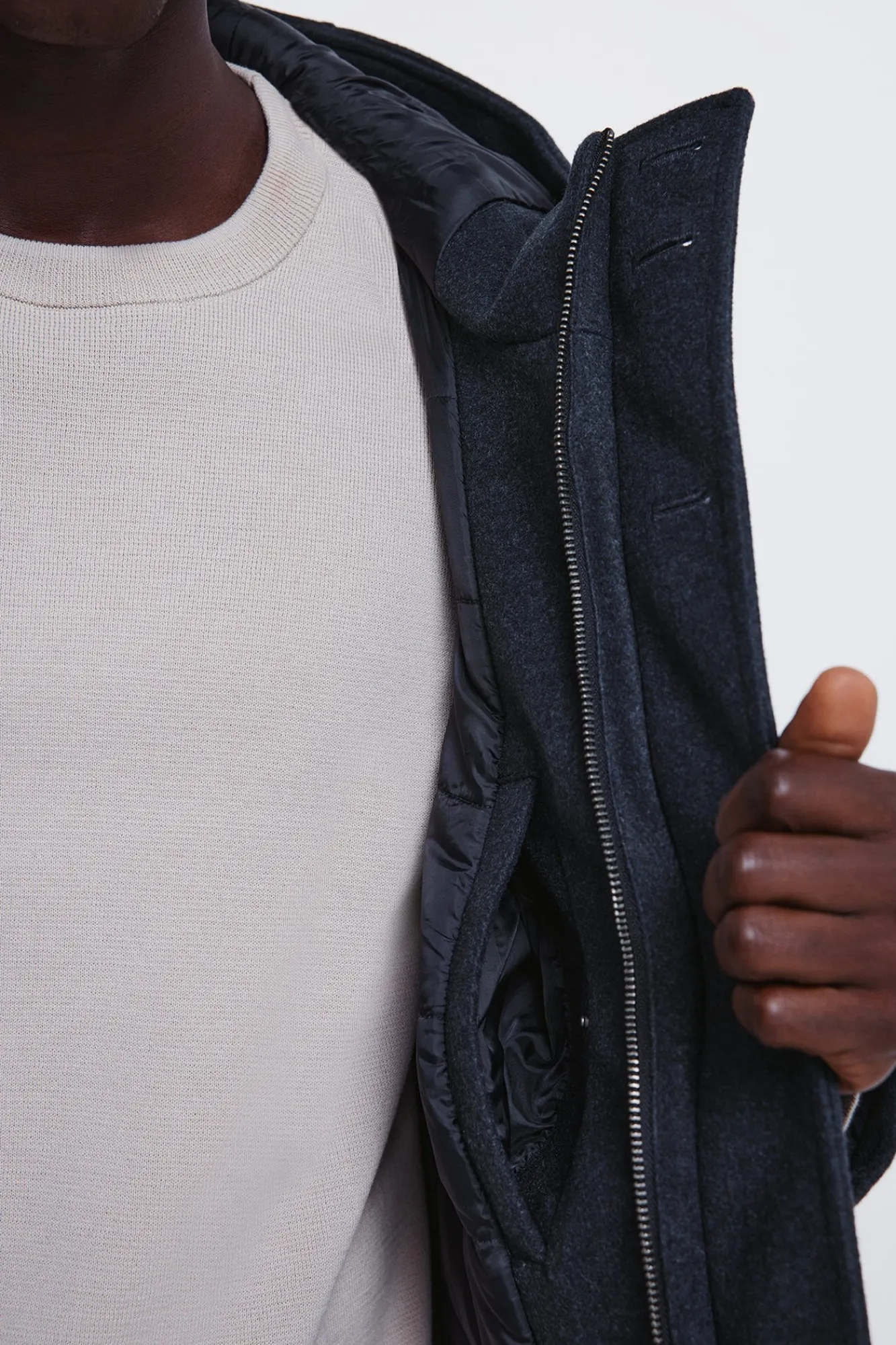 Springfield Sobretudos-Parka curta com efeito de lã azul