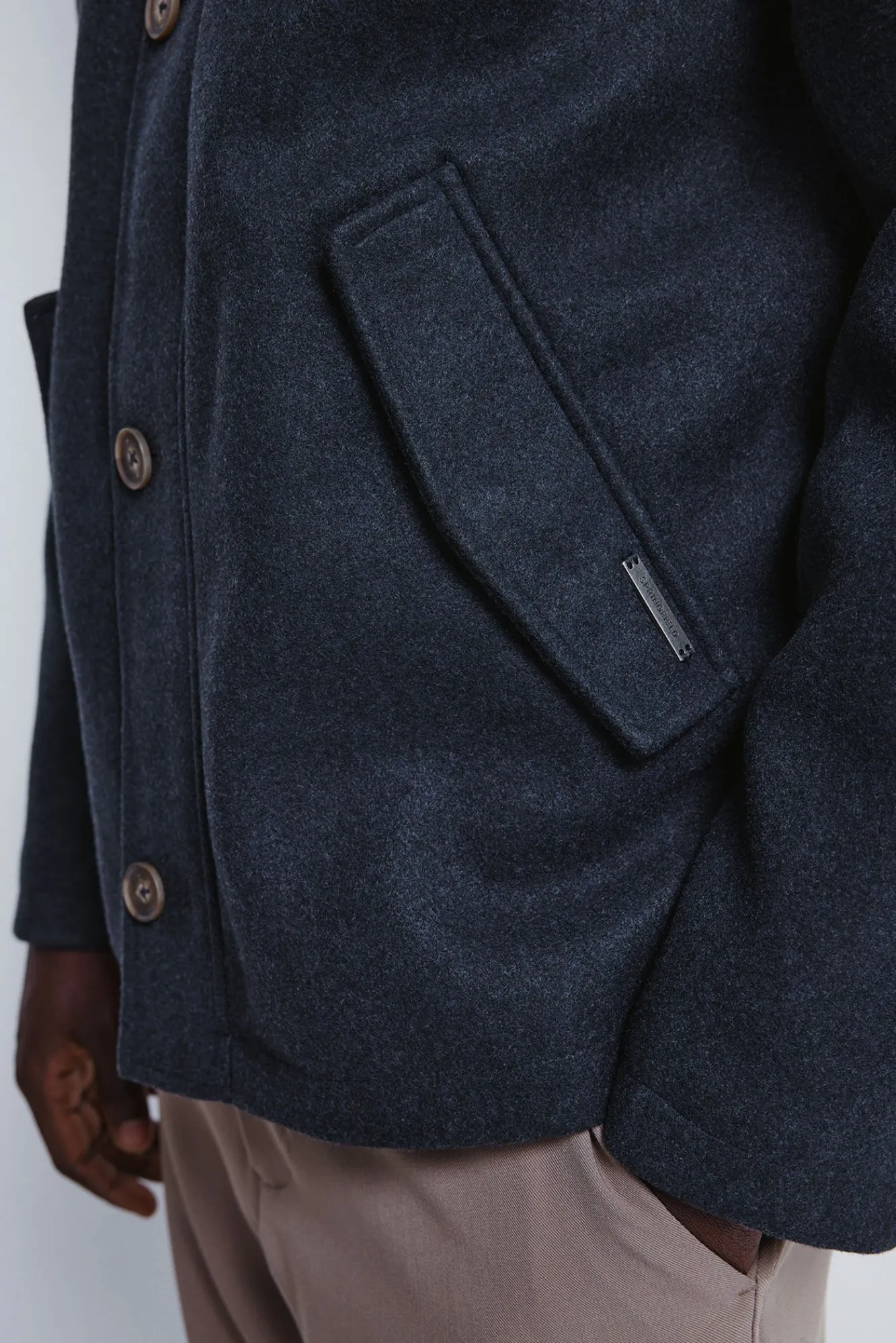 Springfield Sobretudos-Parka curta com efeito de lã azul