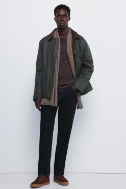 Springfield Sobretudos-Parka curta com gola de veludo cotelê estampado