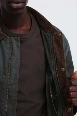 Springfield Sobretudos-Parka curta com gola de veludo cotelê estampado