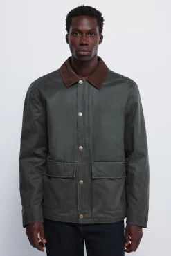 Springfield Sobretudos-Parka curta com gola de veludo cotelê estampado