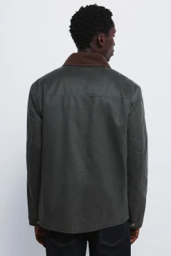 Springfield Sobretudos-Parka curta com gola de veludo cotelê estampado