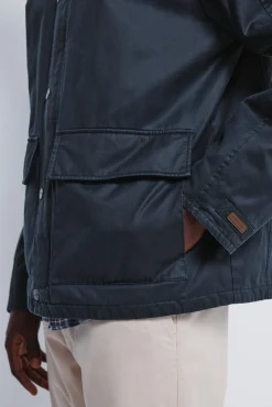 Springfield Sobretudos-Parka curta com gola de veludo cotelê azul