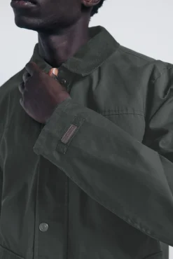 Springfield Sobretudos-Parka curta de gola veludo Caqui escuro