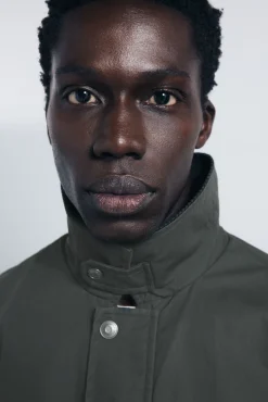 Springfield Sobretudos-Parka curta de gola veludo Caqui escuro