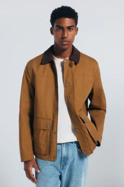 Springfield Sobretudos-Parka curta de gola veludo estampado