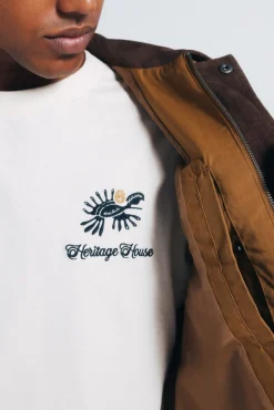 Springfield Sobretudos-Parka curta de gola veludo estampado