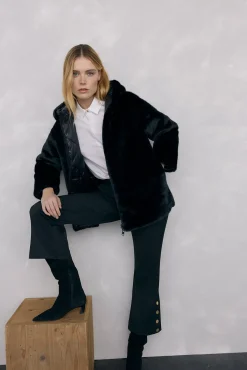 Pedro del Hierro Casacos|Acolchoados E Agasalhos-Parka de pele reversível Preto