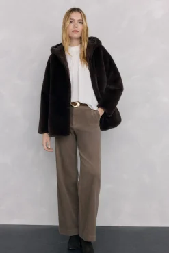 Pedro del Hierro Casacos|Acolchoados E Agasalhos-Parka de pele reversível Marrom