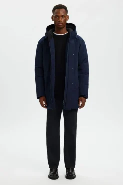 Selected Sobretudos-Parka impermeável com capuz Azul