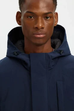 Selected Sobretudos-Parka impermeável com capuz Azul