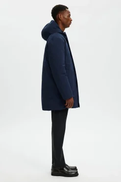 Selected Sobretudos-Parka impermeável com capuz Azul