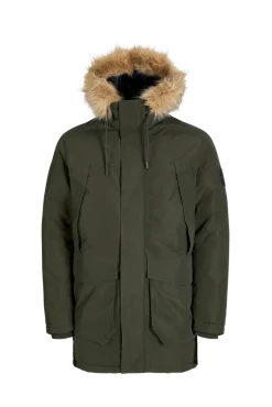 Jack & Jones Sobretudos-Parka longa acolchoada com capuz de pele verde