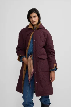 Silbon Sobretudos|Casacos-Parka longa acolchoada com detalhes de veludo cotelê Granada