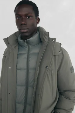 Pedro del Hierro Sobretudos-Parka longa com capuz e vista Verde