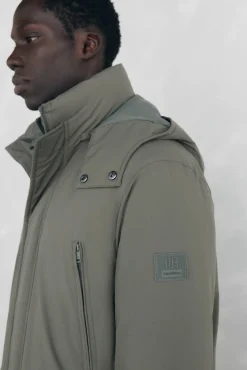 Pedro del Hierro Sobretudos-Parka longa com capuz e vista Verde
