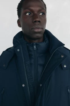Pedro del Hierro Sobretudos-Parka longa com capuz e vista Azul