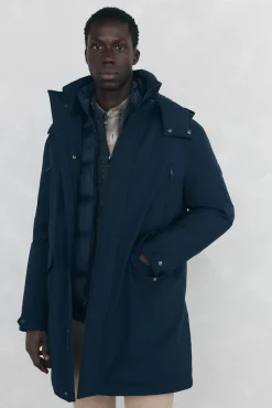 Pedro del Hierro Sobretudos-Parka longa com capuz e vista Azul