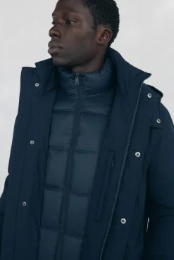Pedro del Hierro Sobretudos-Parka longa com capuz e vista Azul