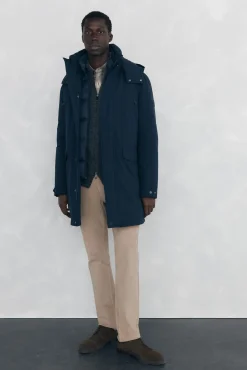 Pedro del Hierro Sobretudos-Parka longa com capuz e vista Azul