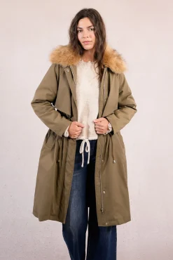 Molly Bracken Sobretudos|Casacos-Parka longa com gola de pele Verde