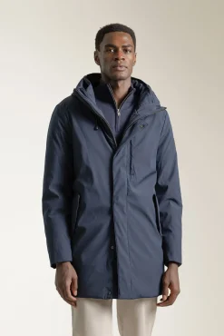 PuroEGO Sobretudos-Parka técnica com capuz de areia Azul