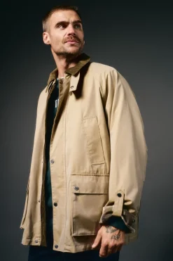 OOTO Sobretudos-Parka tecido efeito encerado Tostado