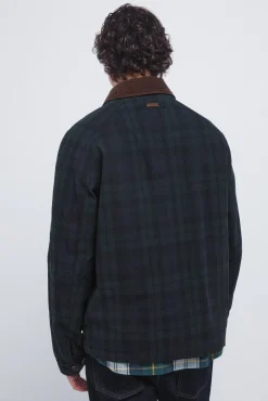 Springfield Sobretudos-Parka xadrez com gola de veludo cotelê verde