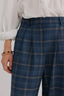 Hoss Intropia Calças|Fatos-Patricia. Calças xadrez Azul