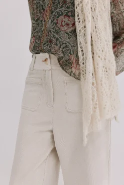 Hoss Intropia Calças-Payton. Calça de veludo cotelê Ecru